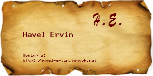 Havel Ervin névjegykártya